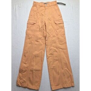 NWT HUDSON Wide Leg Cargo Jean Women 25x32 Hi Rise Clay Wash Peach Pant